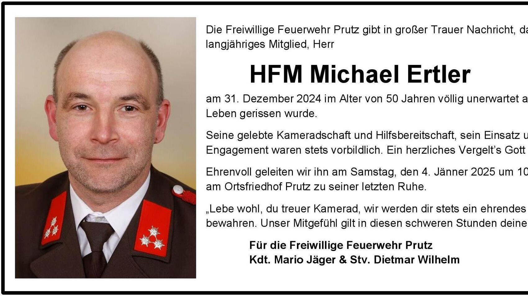 Trauerfall Michael Ertler